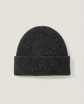 Wildfool cashmere-blend beanie side profile showing the structured silhouette