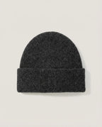 Wildfool cashmere-blend beanie side profile showing the structured silhouette