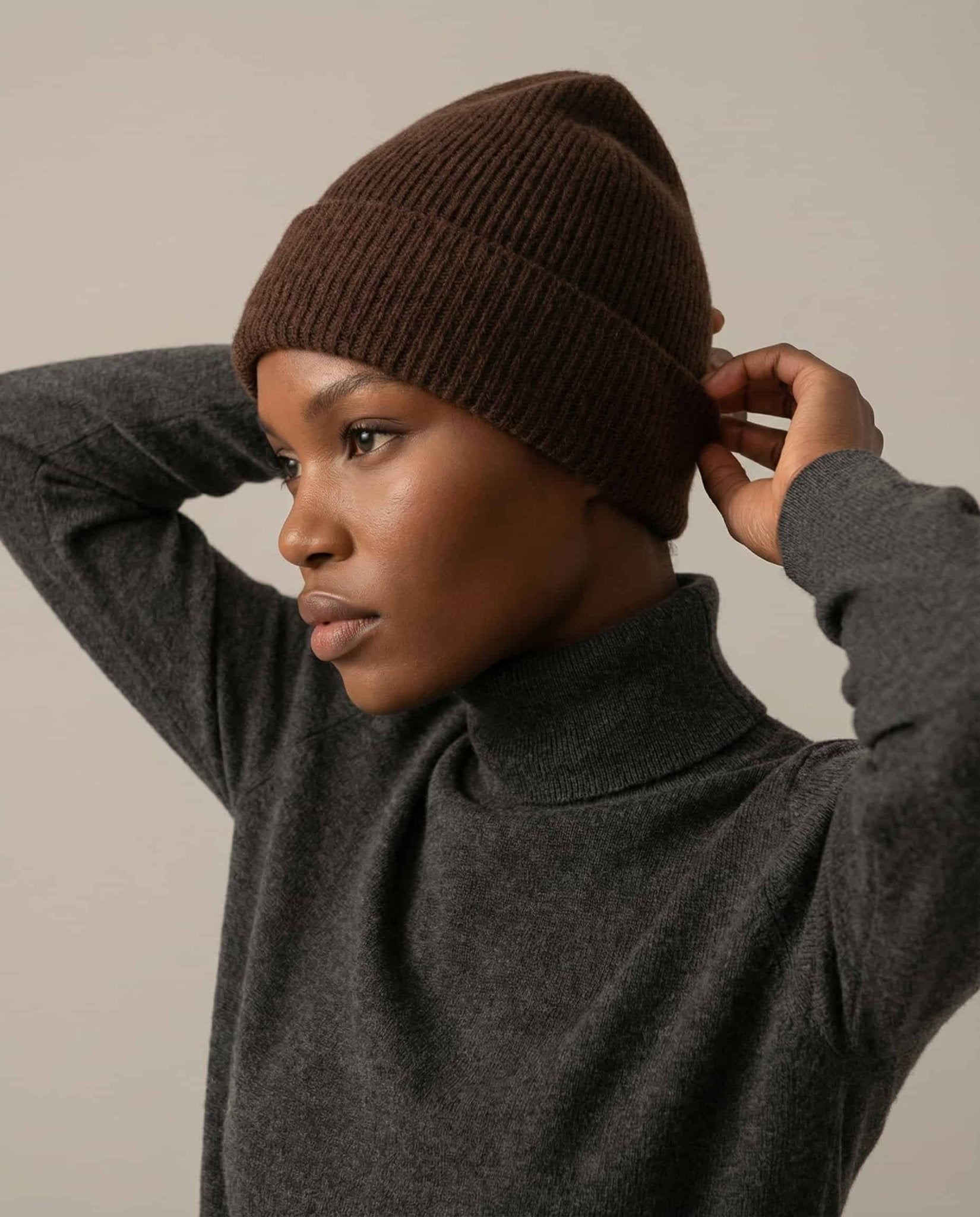 WF26SHIE008-BR - Espresso - The Alashan Cashmere - Blend Beanie