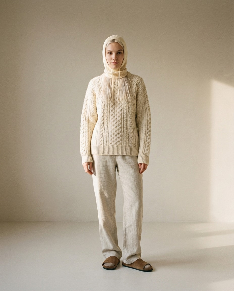 WF26SHIE009-WT - Ivory - The Inner Mongolia Wool Hood