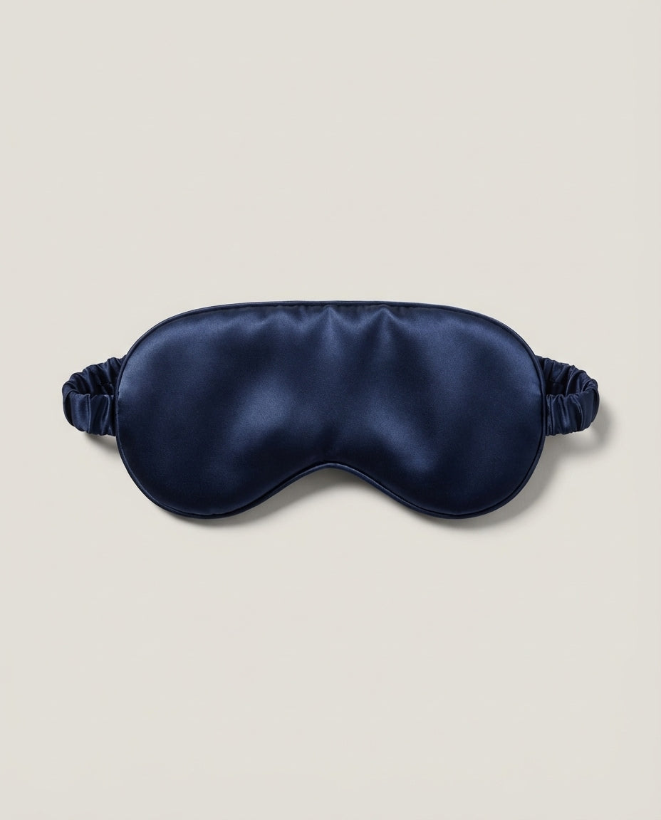 Wildfool silk blackout mask side profile showing contoured nose bridge and adjustable strap