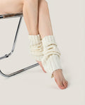 Wildfool Chunky Wool-Blend Leg Warmer in White - Zoom View - Studio Aesthetic, Cozy Nostalgic Touch