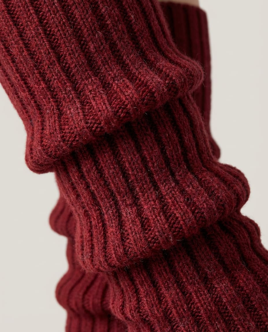 Wildfool Chunky Wool-Blend Leg Warmer in Oxblood Red - Zoom View - 32% Wool Blend, Studio Slouch Sleeve