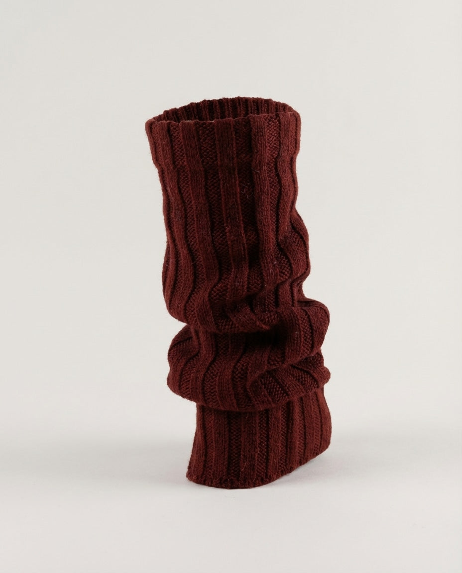 Wildfool Chunky Wool-Blend Leg Warmer in Oxblood Red - Zoom View - 32% Wool Blend, Studio Slouch Sleeve
