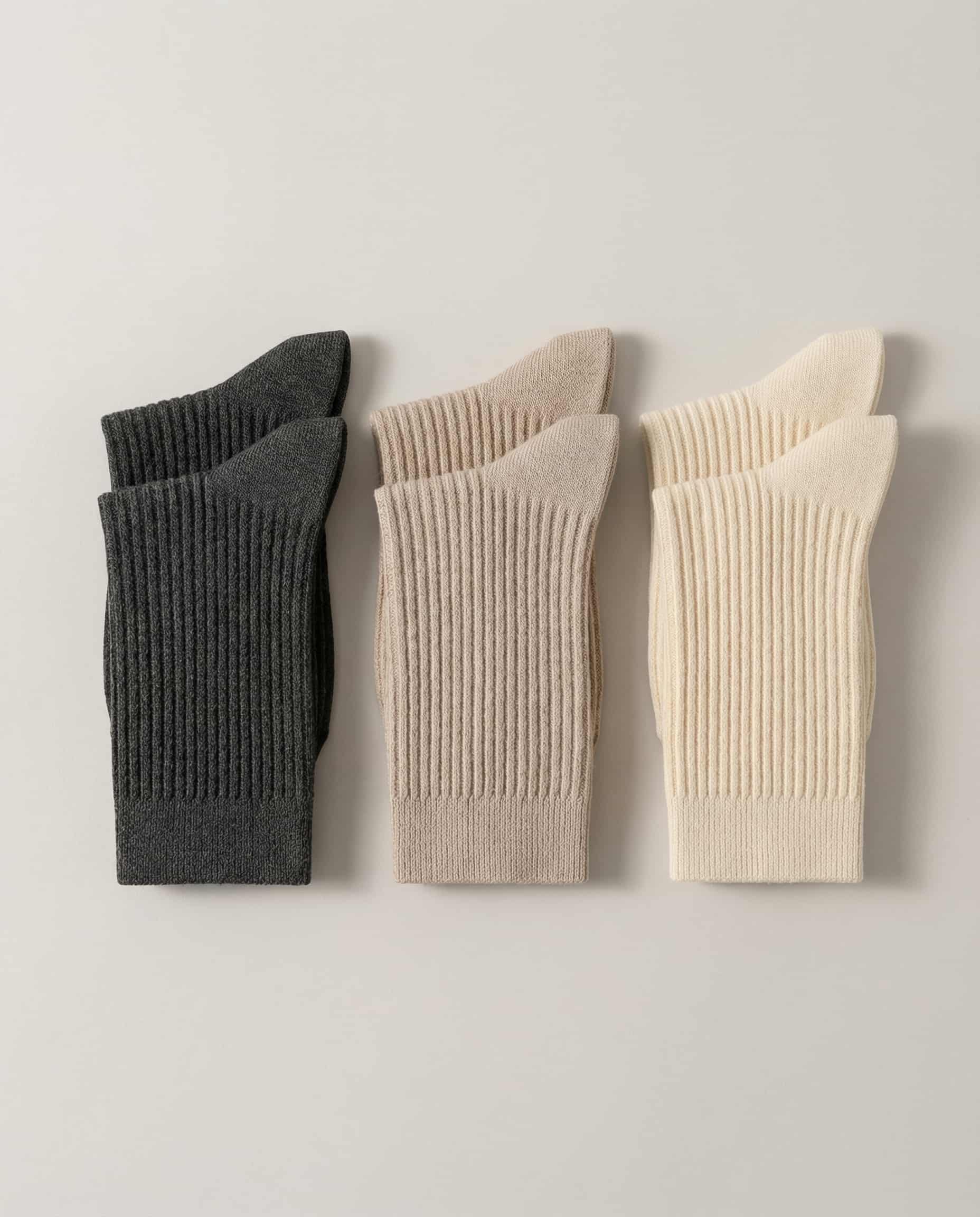 Wildfool 7A Antimicrobial Wool Cloud Socks in Earth Mix - Zoom View - Hand-Linked "Bone-Free" Toe, Zero-Pressure Fit