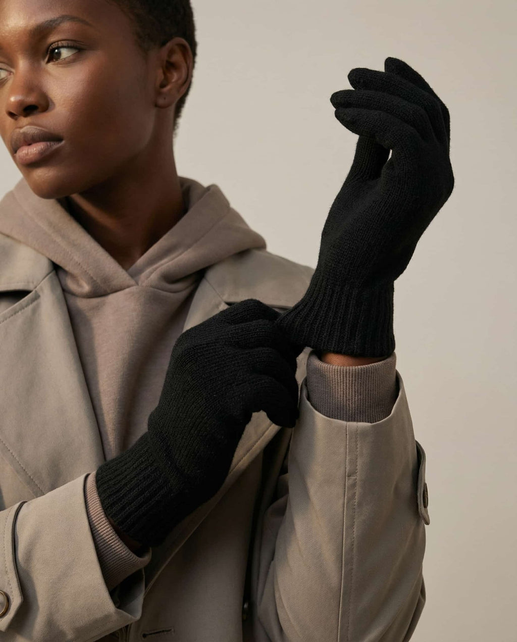 Detail of the ribbed cuff on Wildfool first-shear lambswool glove
