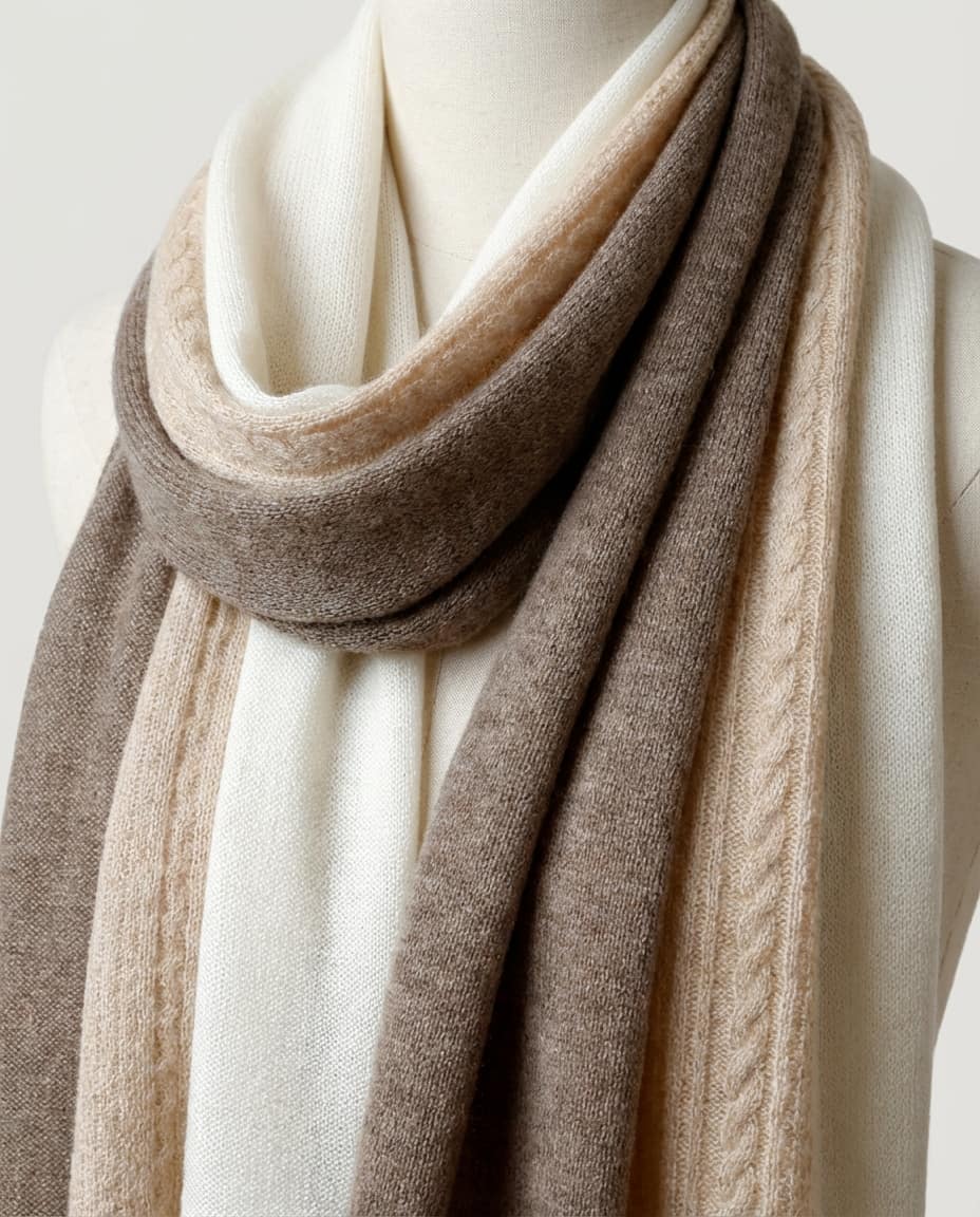 Wildfool The Raw Cashmere Sculpted Wrap in Natural Melange - Zoom View - 100% Undyed Goat Cashmere, Undyed Purity