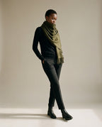 Scarf in charcoal — alternative color flat lay showing the darker water ripple