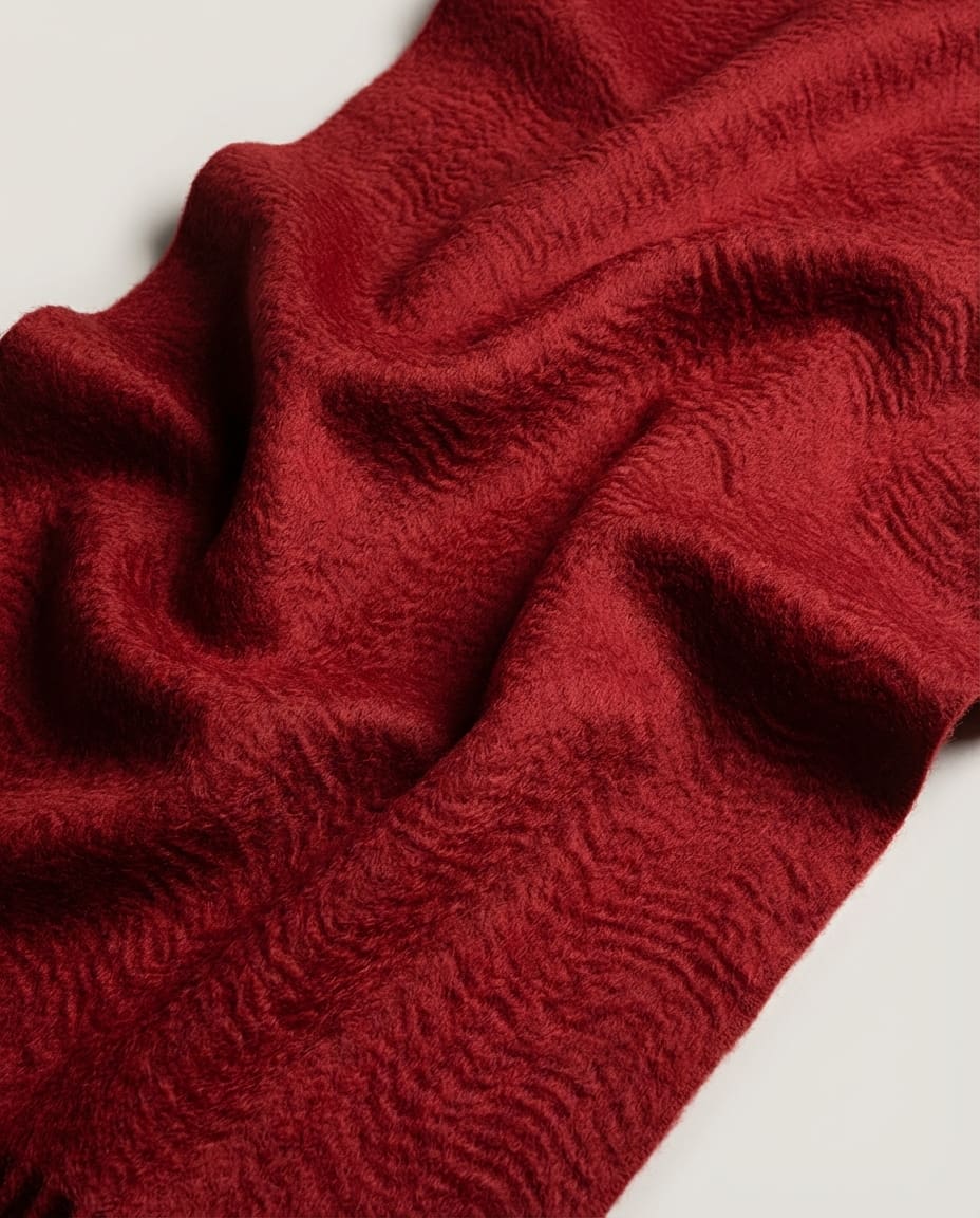 Wildfool The Water-Ripple Infant Cashmere Wrap in Wine - Zoom View - 100% Infant Cashmere with Cedar Block