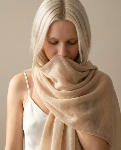 WF26WRAP003-BE - Sand Beige - The 200 - Count Air Cashmere Stole