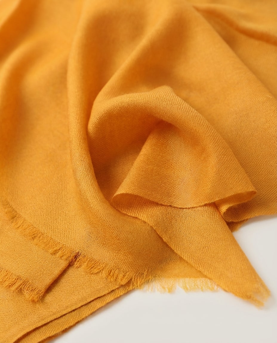 Wildfool 200-Count Air Cashmere Stole in Orange - Zoom View - 100% Cashmere, Gossamer Thin & Translucent Warmth