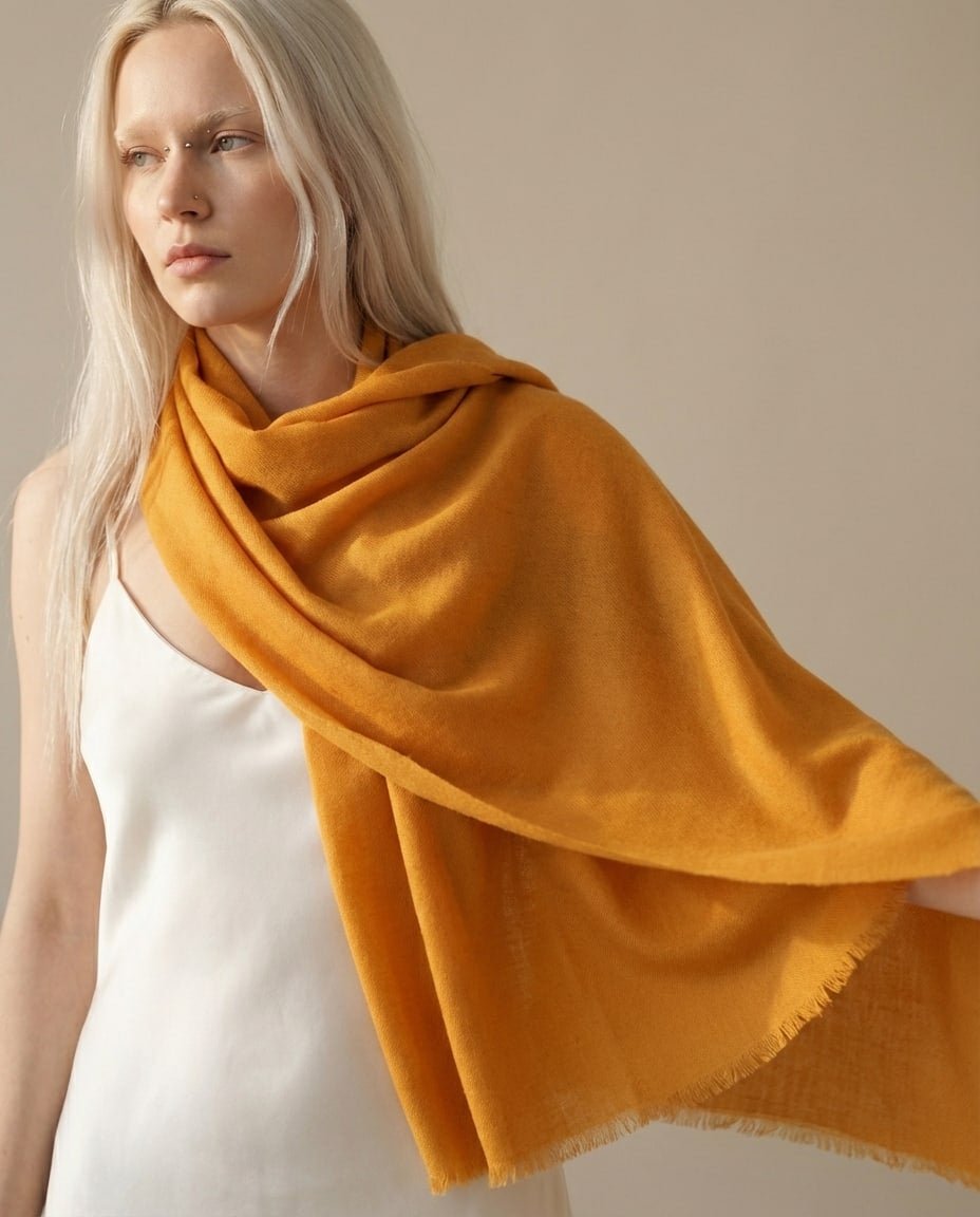 WF26WRAP003-YE - Orange - The 200 - Count Air Cashmere Stole