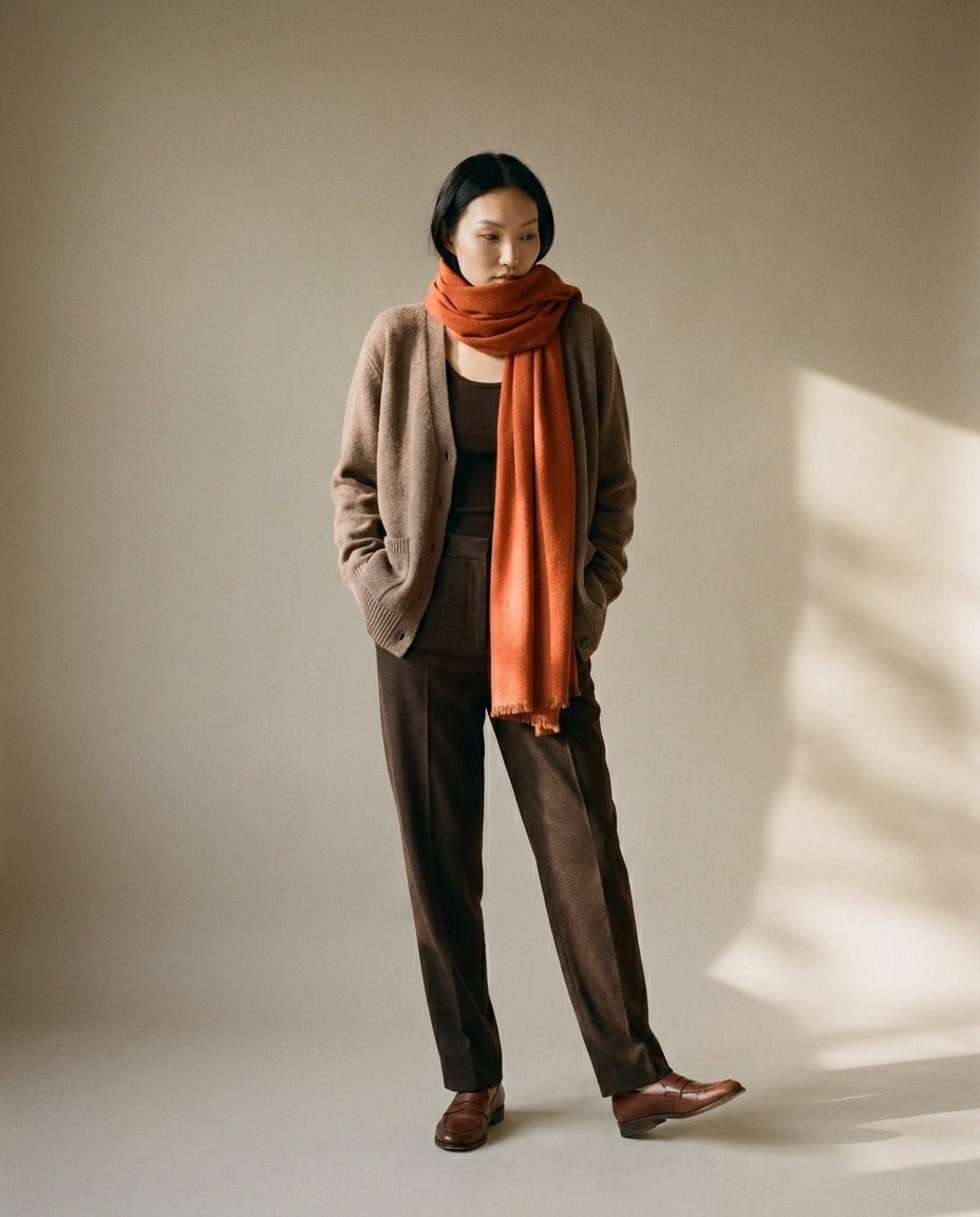 WF26WRAP005-OR - Orange - The 100 - Count Worsted Satin Wrap