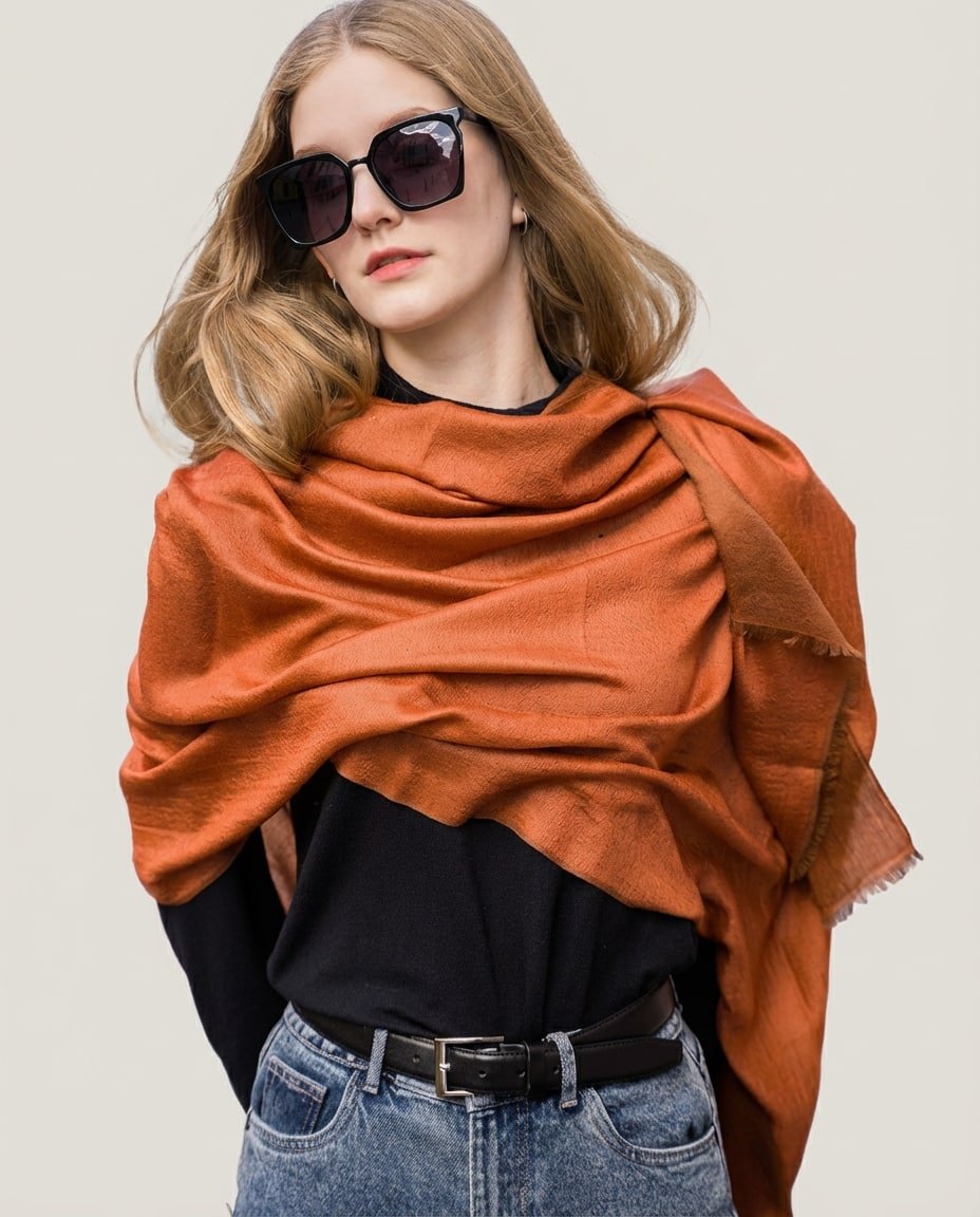 WF26WRAP005-OR - Orange - The 100 - Count Worsted Satin Wrap