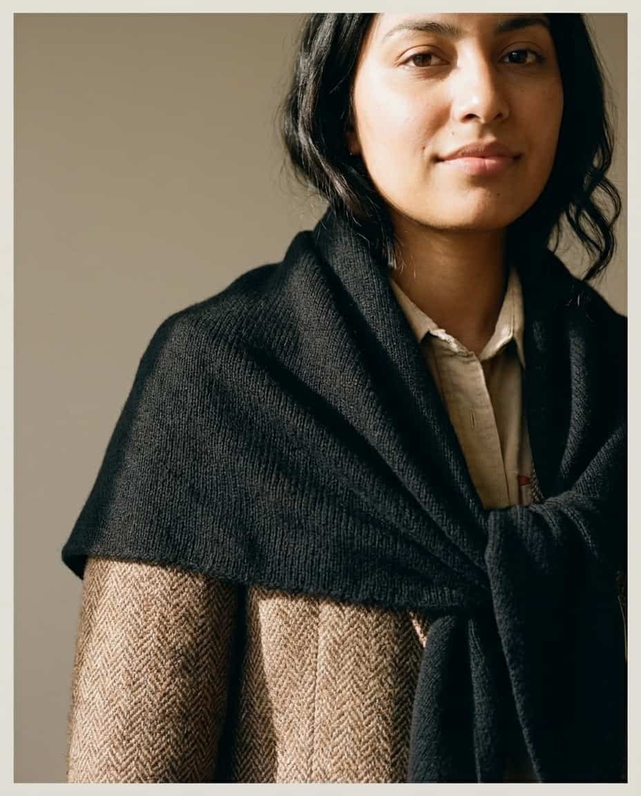 WF26WRAP006-BK - Midnight Black - The 100% Wool Knit Bandana