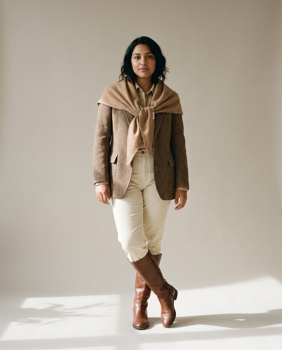 Wildfool The Everyday Structured Triangle in Camel - Zoom View - 100% Wool, Natural warmth and breathability