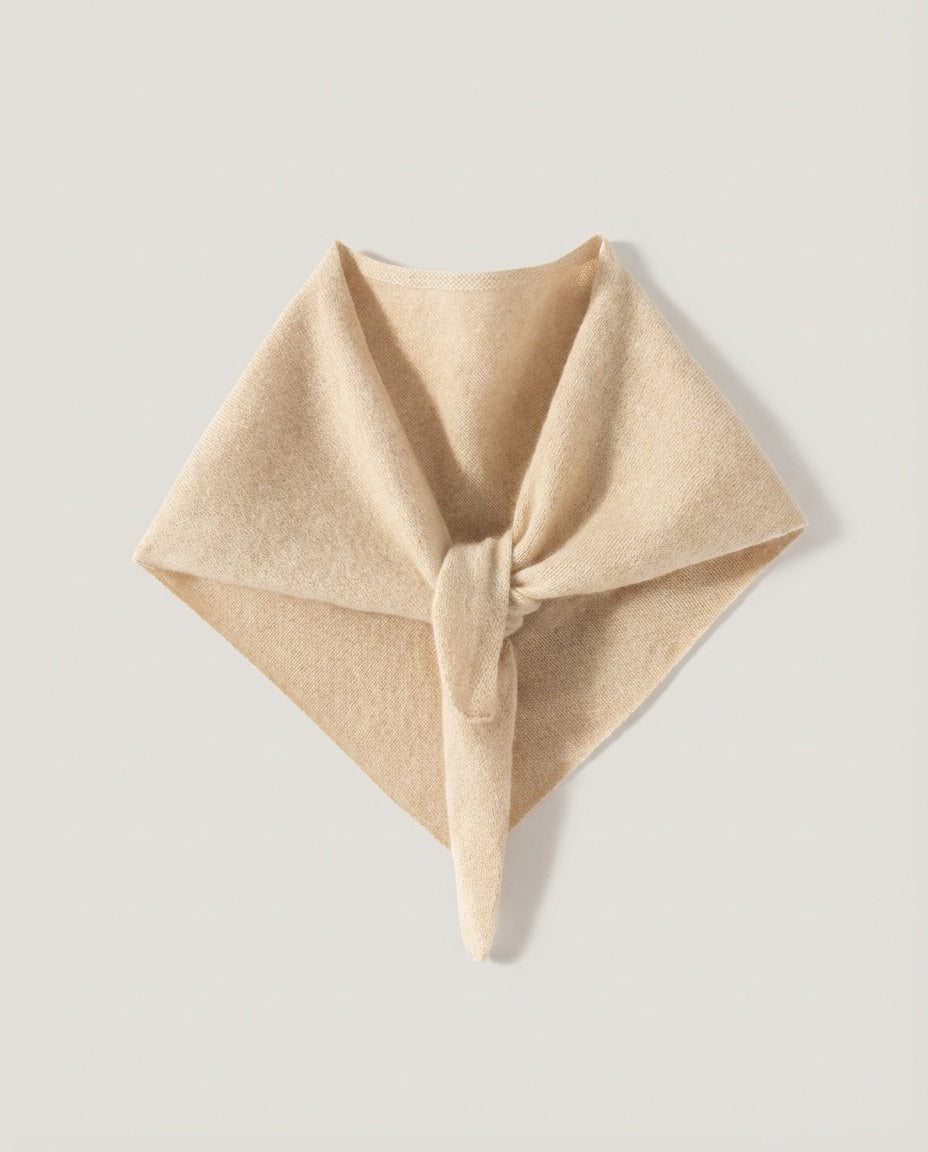 Wildfool The Alashan Petite Triangle in Oatmeal - Zoom View - 100% Alashan Goat Cashmere
