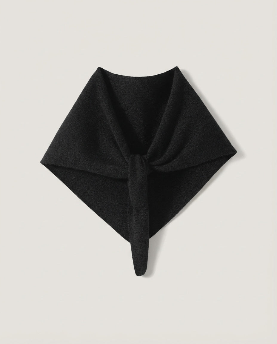 Wildfool The Alashan Petite Triangle in Midnight Black - Zoom View - 100% Alashan Goat Cashmere