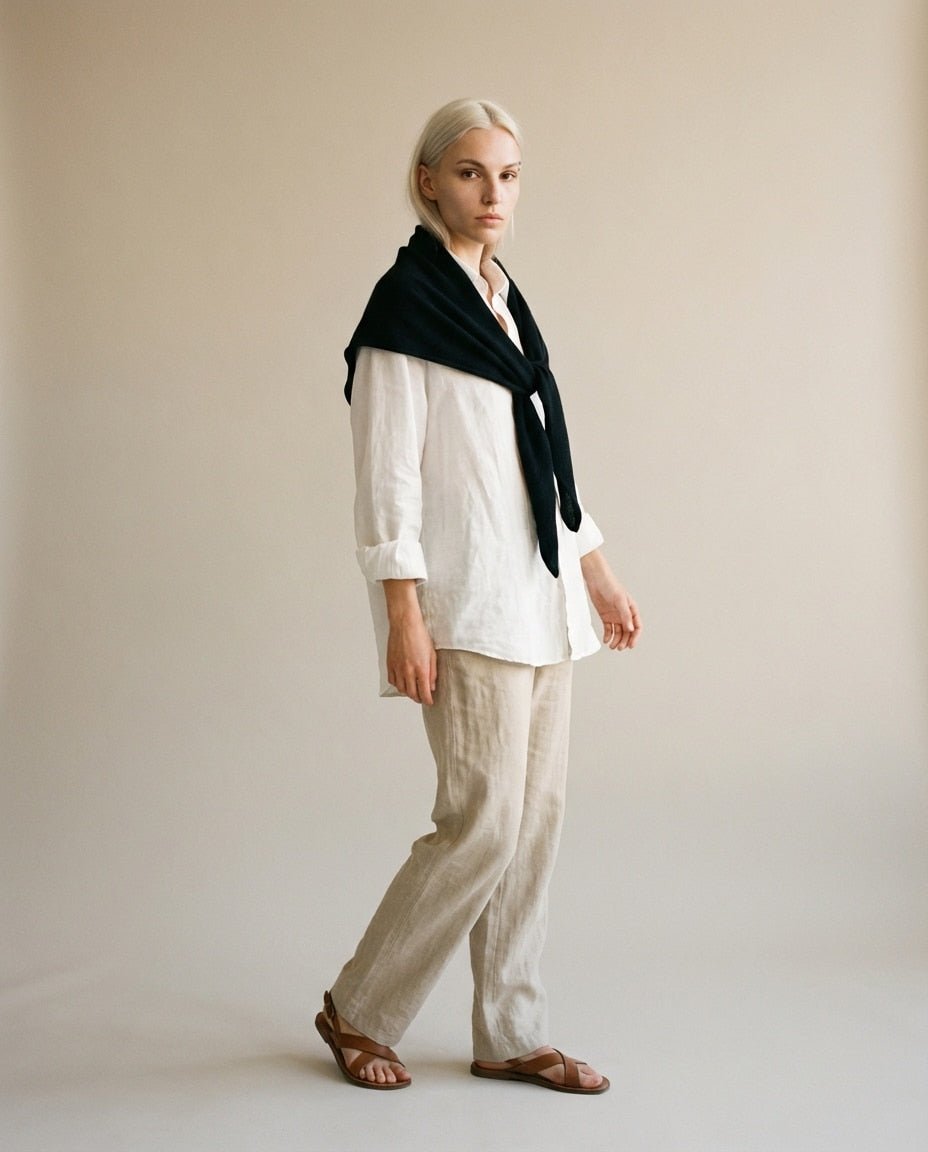 WF26WRAP007-BK - Midnight Black - The 100% Cashmere Mini Neckerchief