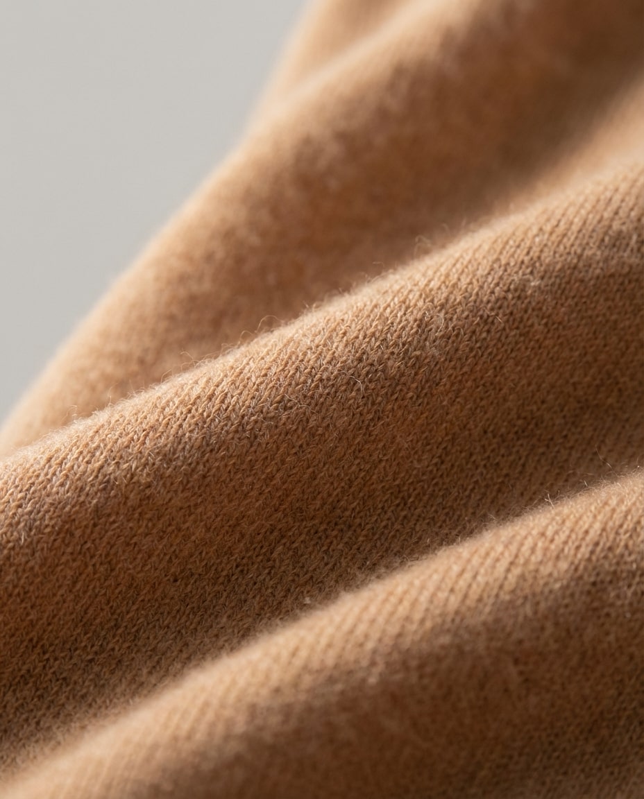 Wildfool The Alashan Petite Triangle in Camel - Zoom View - 100% Alashan Goat Cashmere