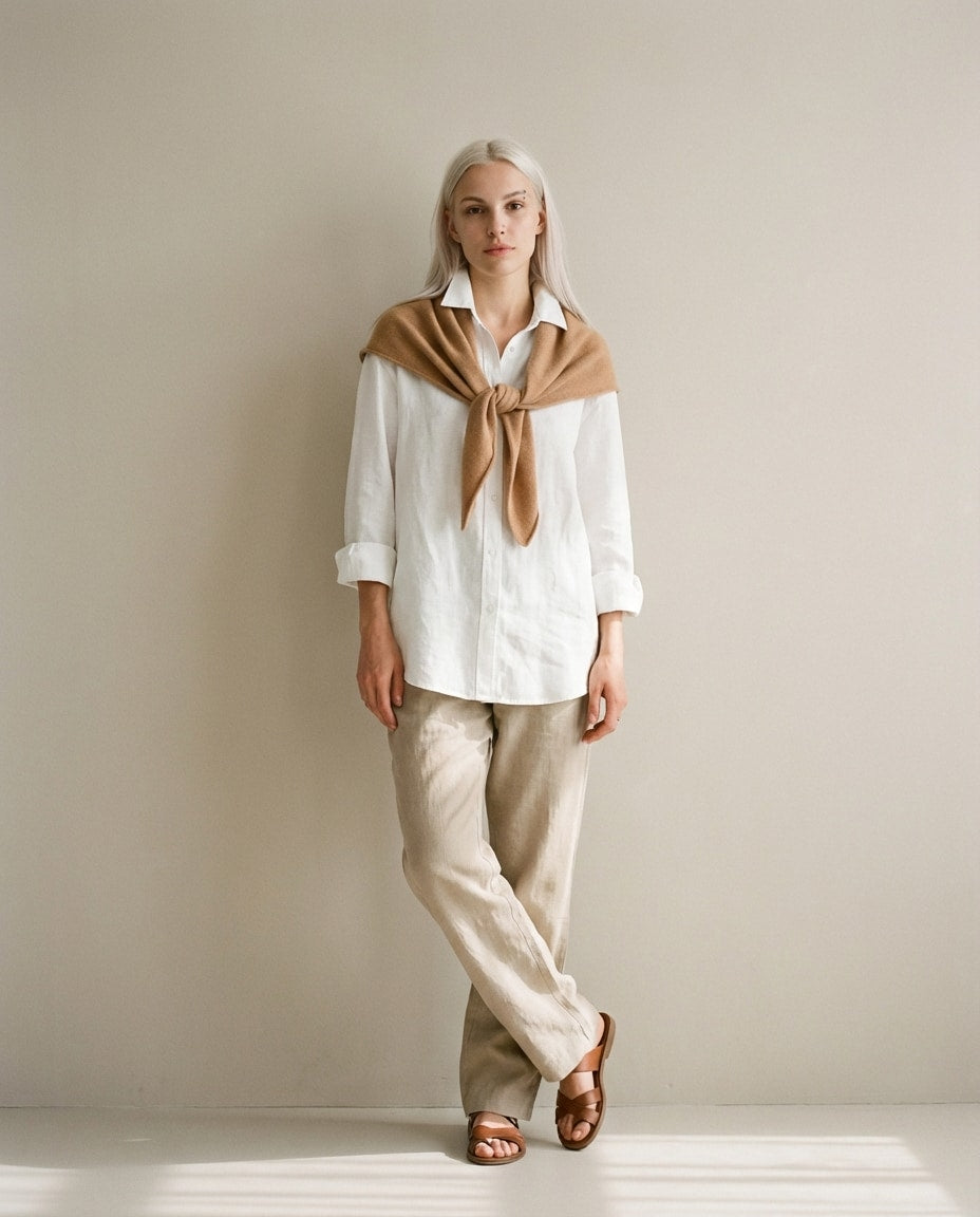 Wildfool The Alashan Petite Triangle in Camel - Zoom View - 100% Alashan Goat Cashmere