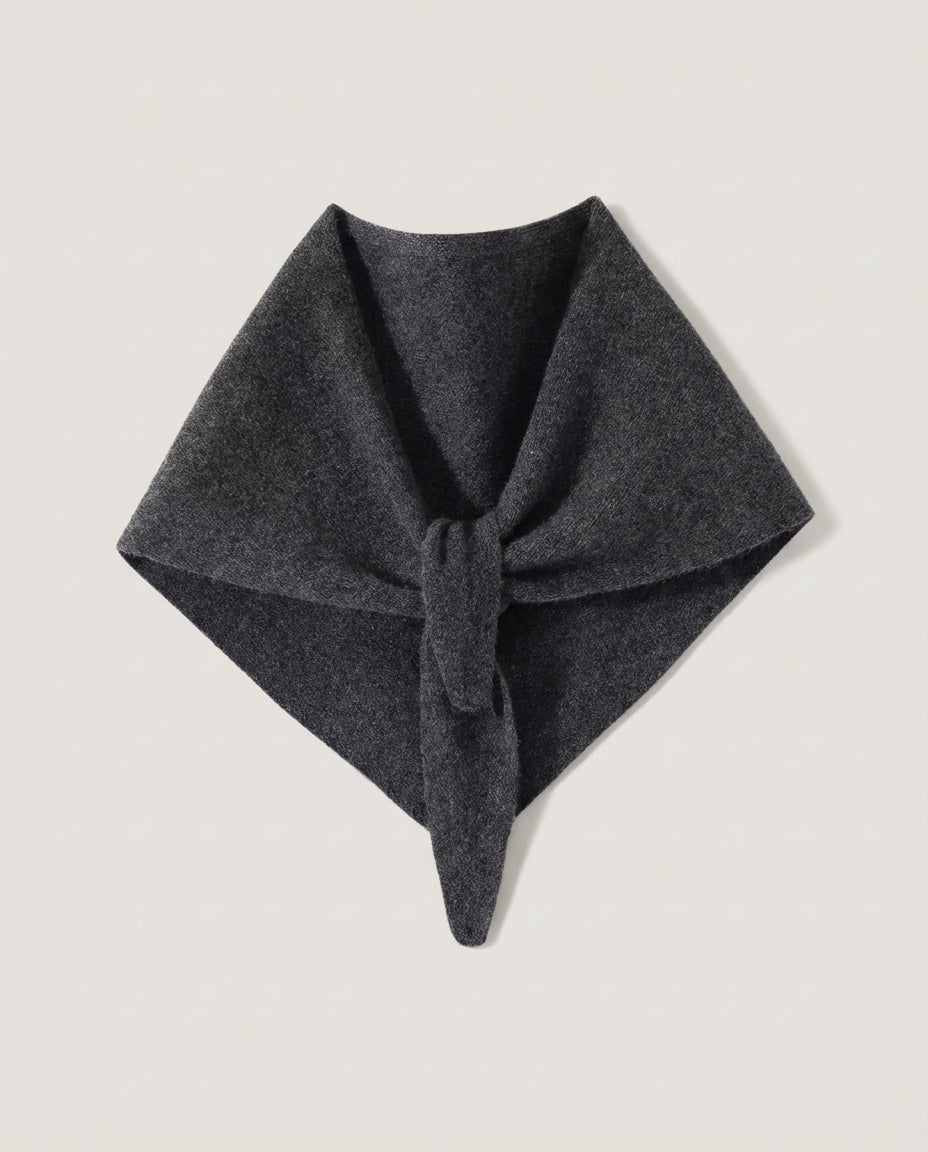 Wildfool The Alashan Petite Triangle in Charcoal - Zoom View - 100% Alashan Goat Cashmere