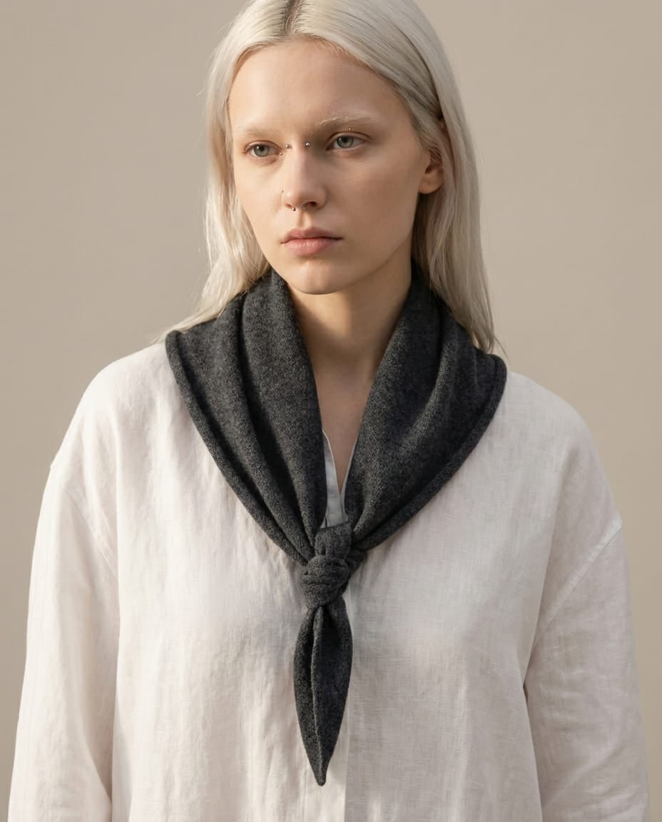 WF26WRAP007-GY - Charcoal - The 100% Cashmere Mini Neckerchief