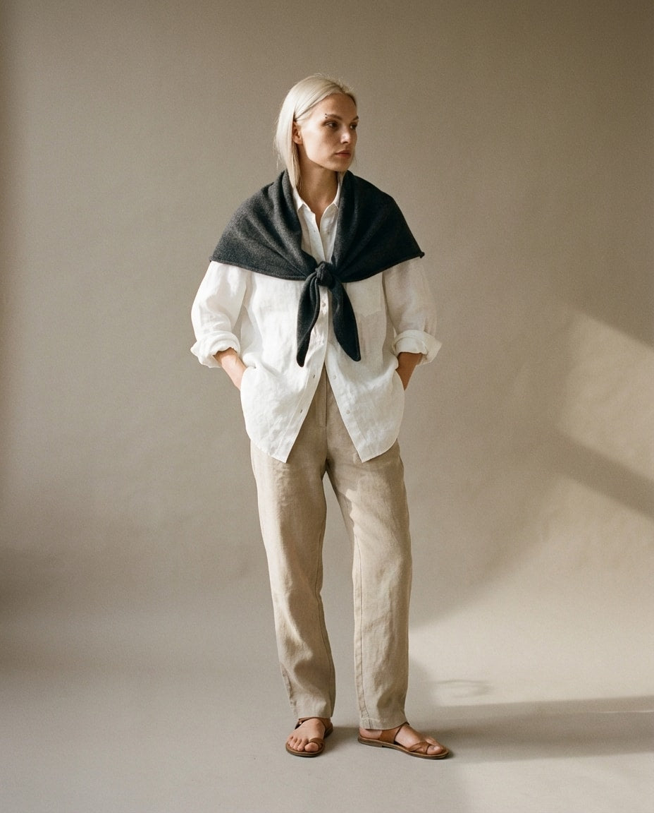 WF26WRAP007-GY - Charcoal - The 100% Cashmere Mini Neckerchief