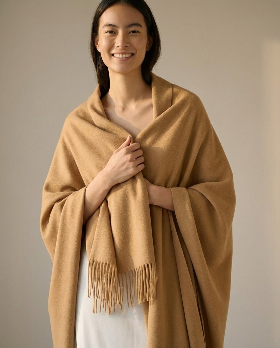 WF26WRAP009-CM - Camel - The Nomad Lambswool Blanket - Wrap