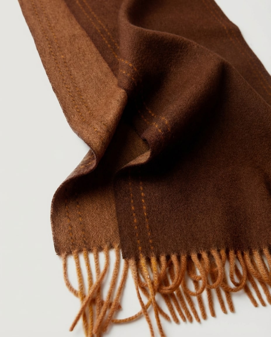 Close-up of the whipstitch seam running along the full scarf edge
