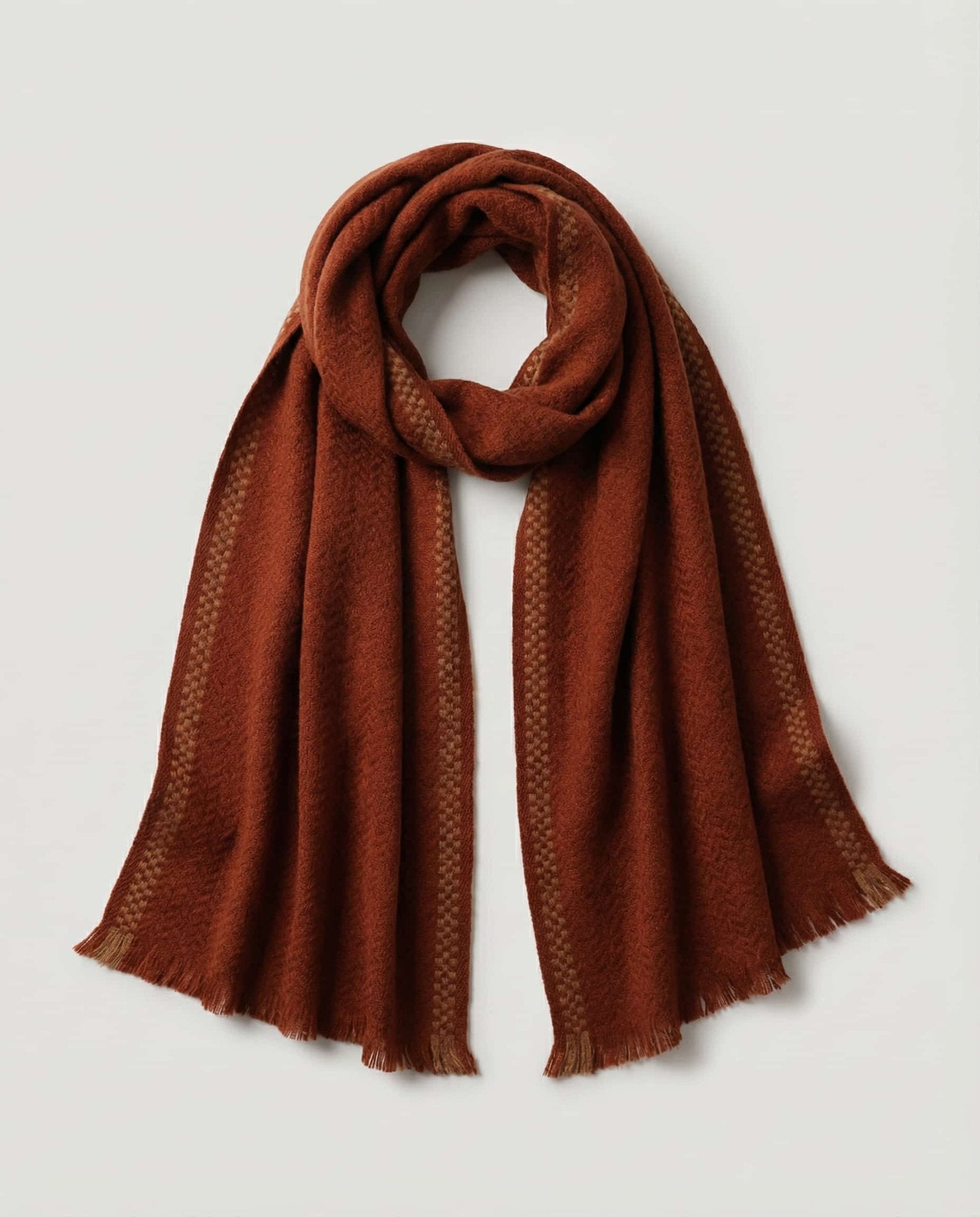 WF26WRAP011-RD - Terracotta - The Herringbone Wool Scarf
