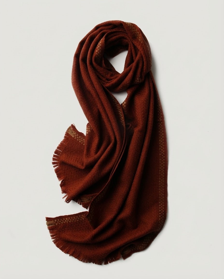 WF26WRAP011-RD - Terracotta - The Herringbone Wool Scarf