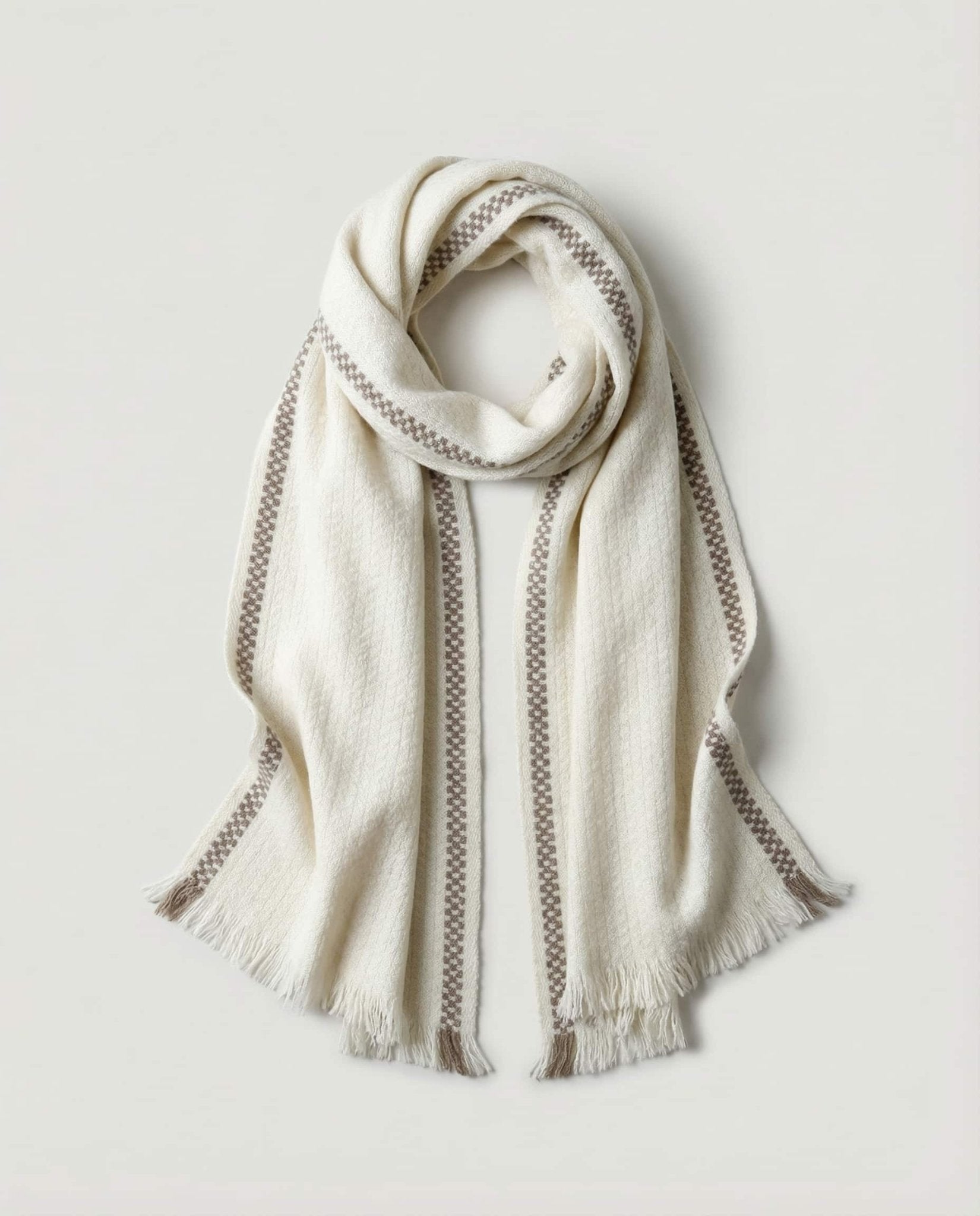 WF26WRAP011-WT - Limestone - The Herringbone Wool Scarf