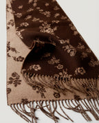 Wildfool wildflower jacquard lambswool scarf in its branded packaging