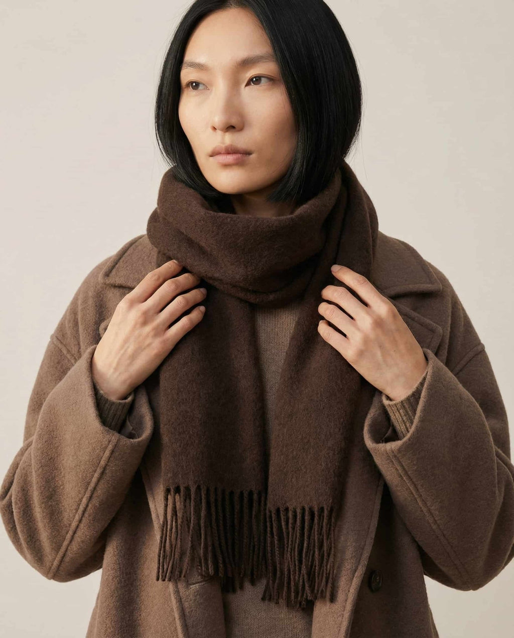 WF26WRAP013-BR - Espresso - The Superfine Wool Slim Scarf