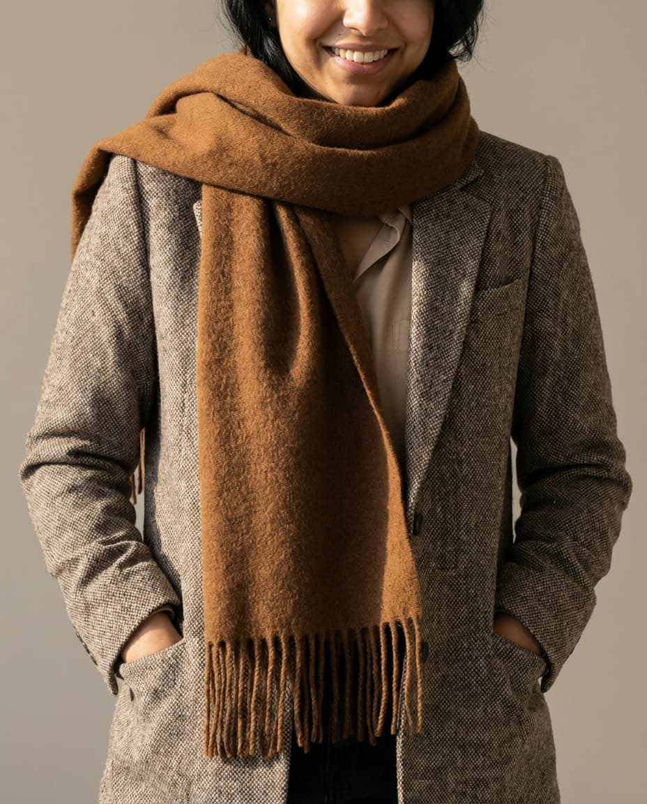 WF26WRAP014-BR - Cocoa - The Brushed Lambswool Long - Scarf