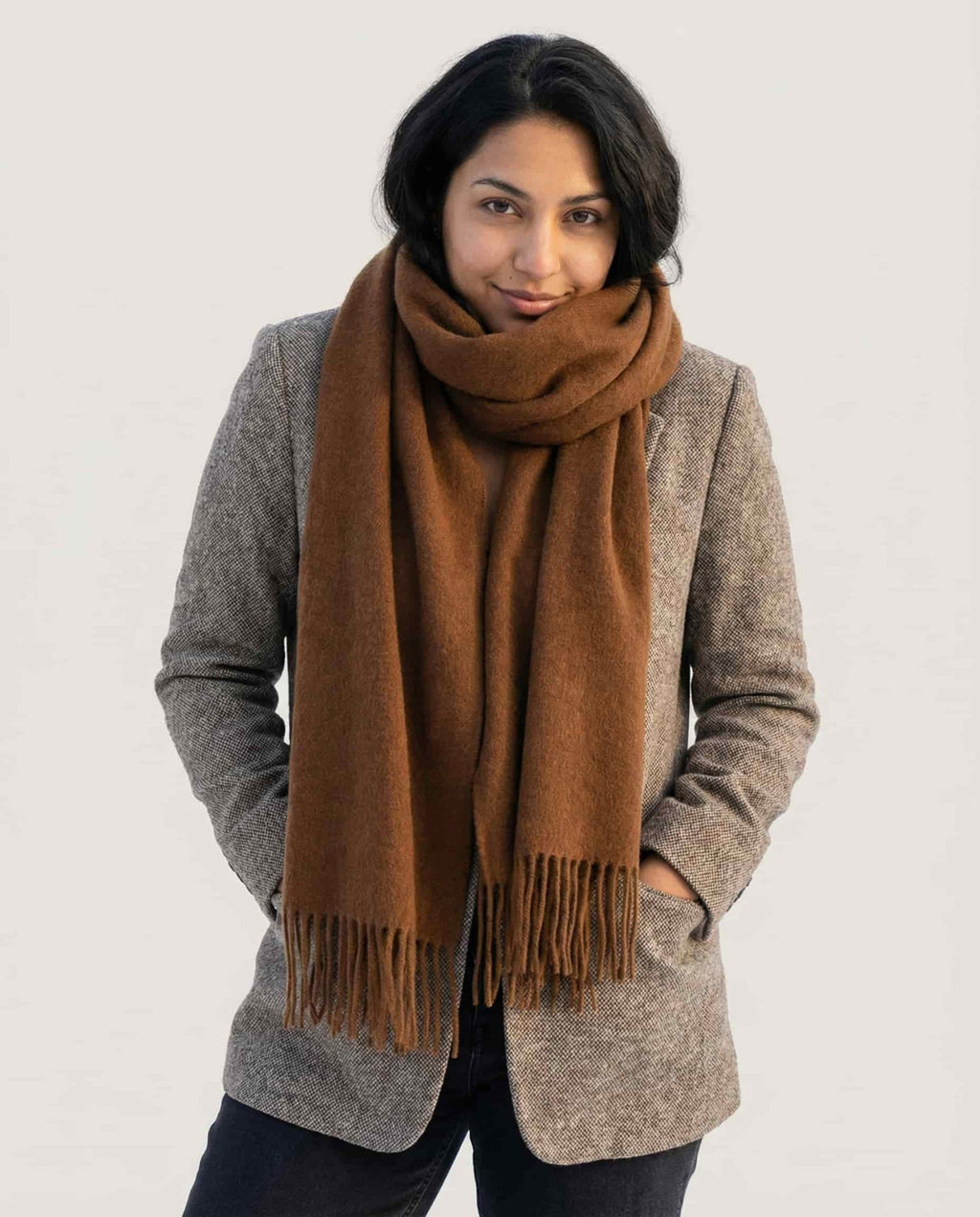 WF26WRAP014-BR - Cocoa - The Brushed Lambswool Long - Scarf