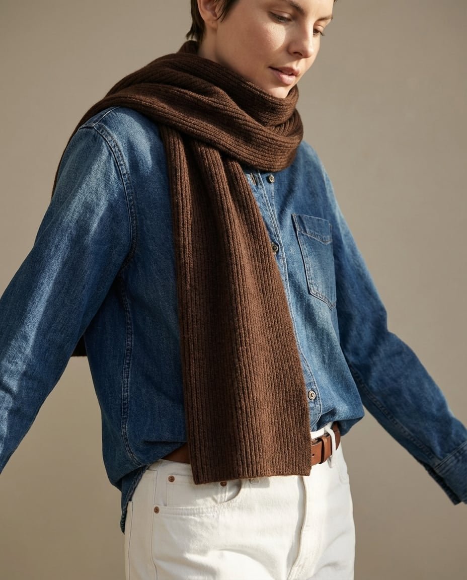 WF26WRAP015-BR - Espresso - The Alashan Cashmere - Knit Collar