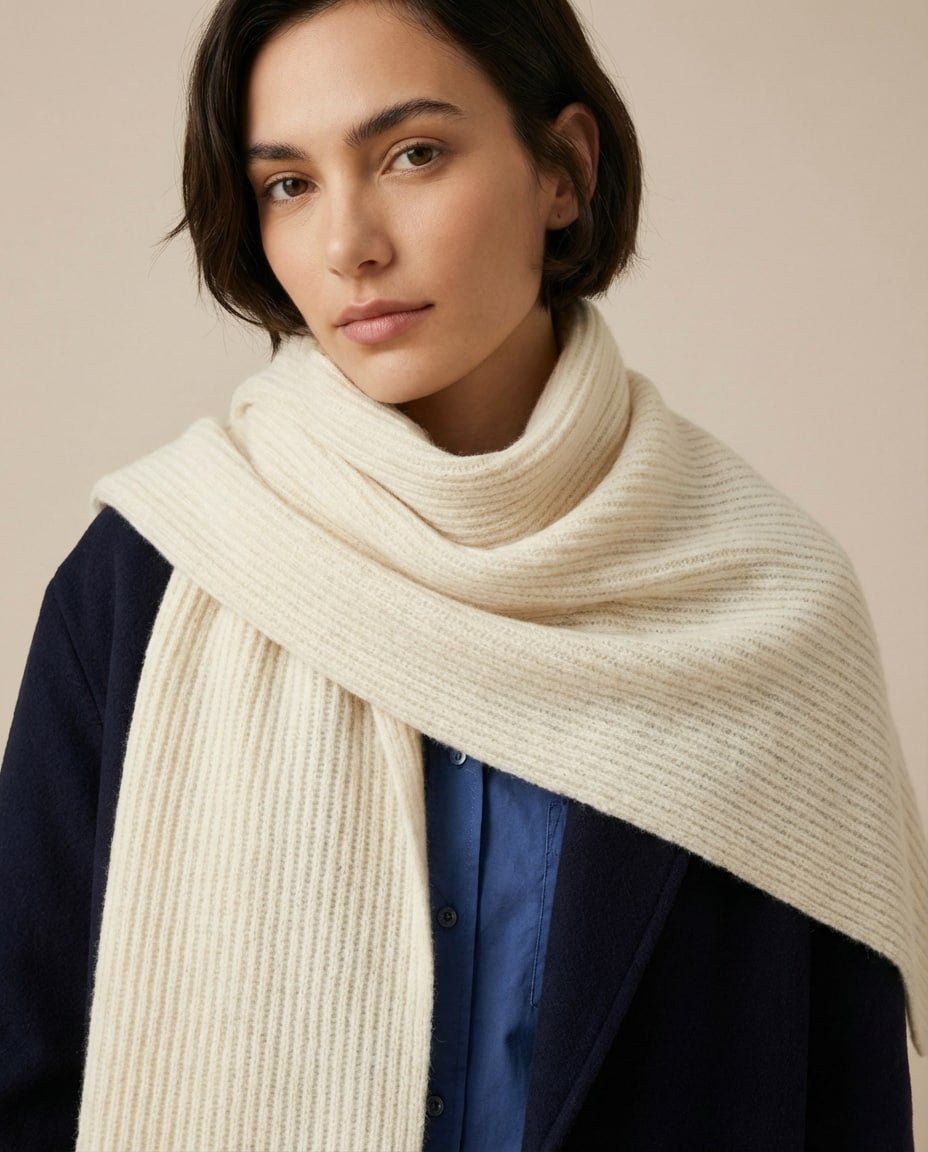 WF26WRAP015-WT - Cream Wool - The Alashan Cashmere - Knit Collar