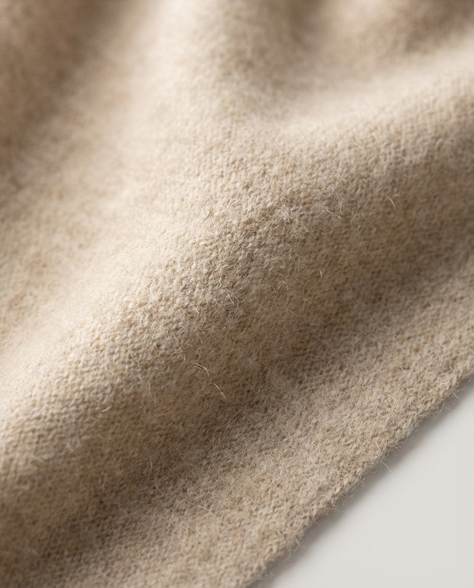 Wildfool The French Knot Neckerchief in Oat - Zoom View - Mulberry Silk & Cashmere Blend with Featherweight Warmth and Noble Luster