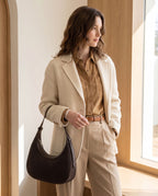 Wildfool The Cassis Crescent Bag in Espresso, worn — look 2