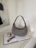 Wildfool The Cassis Crescent Bag in Elephant Grey, worn — look 1