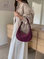 Wildfool The Cassis Crescent Bag in Purple, worn — look 2