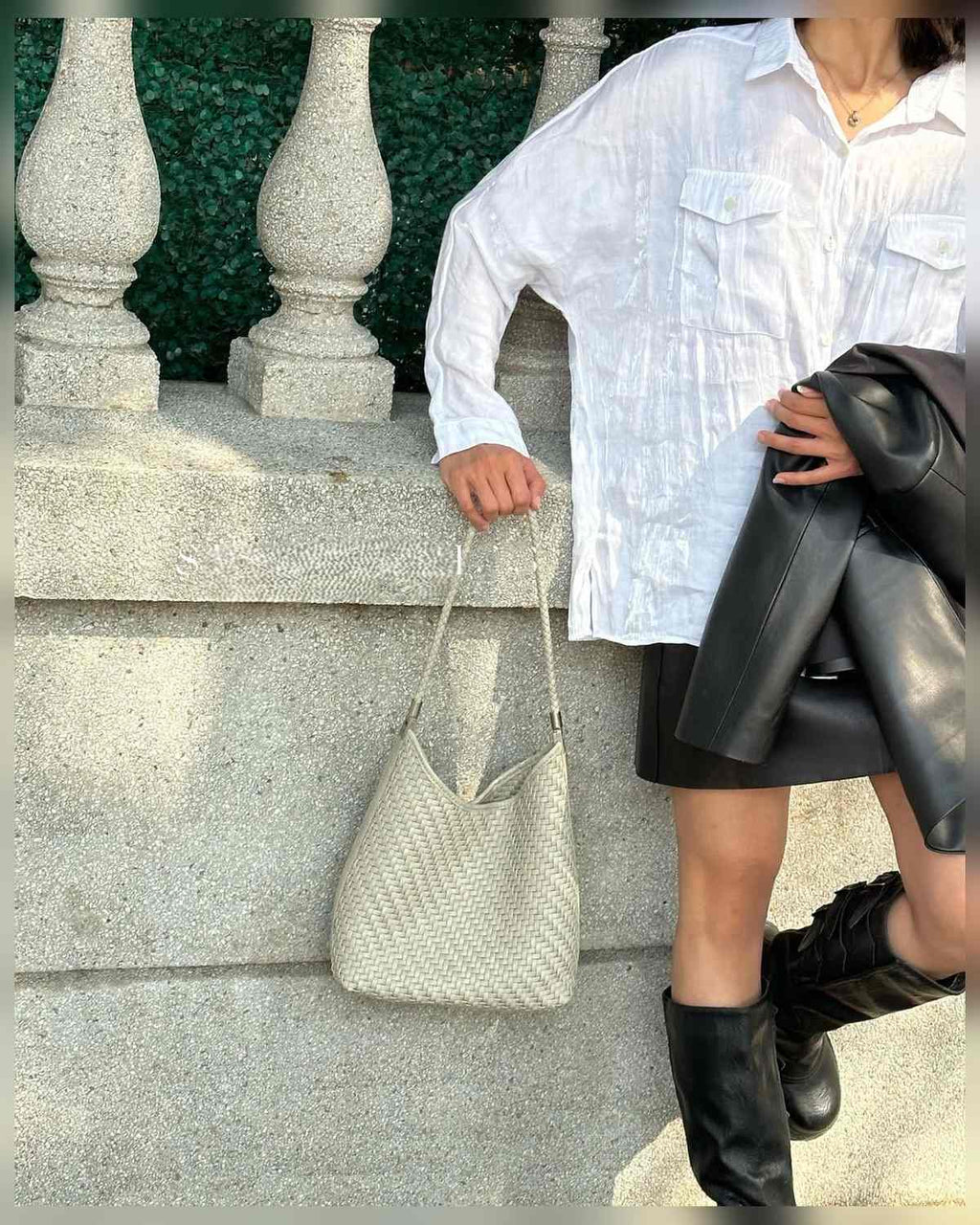 The Sage Woven Leather Bag - Off-White