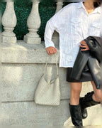 The Sage Woven Leather Bag - Off-White