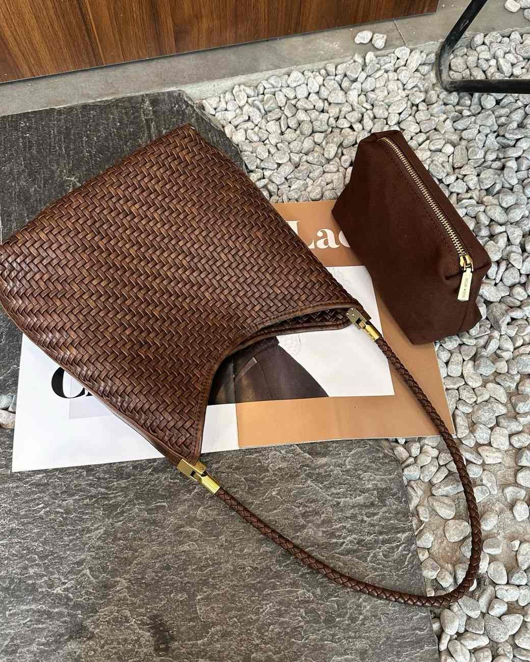 The Sage Woven Leather Bag - Brown